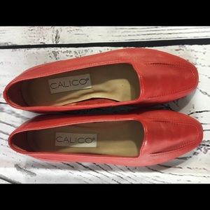 Calico Soft Leather Red Flats